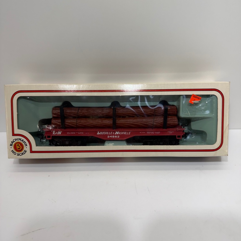 Bachmann HO Scale L&N Flat Car with Logs 43-1003-41 Louisville & Nashville Red